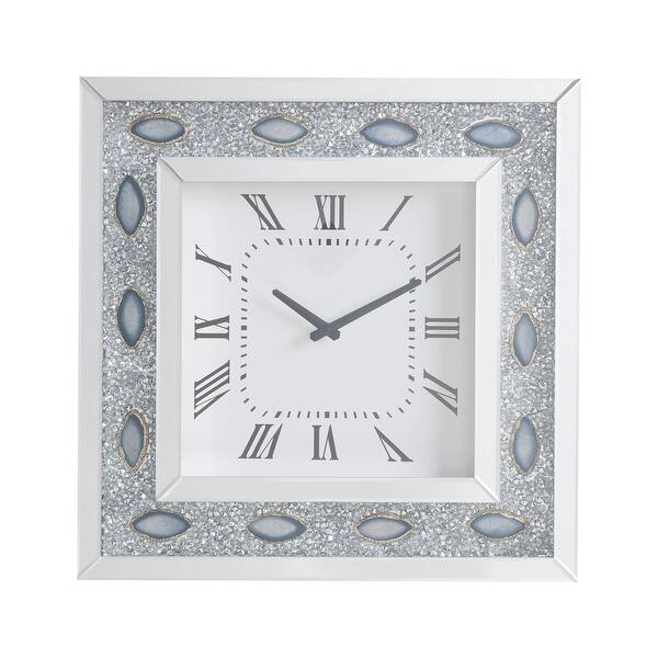 slide 2 of 5, ACME Sonia Wall Clock in Mirrored and Faux Agate