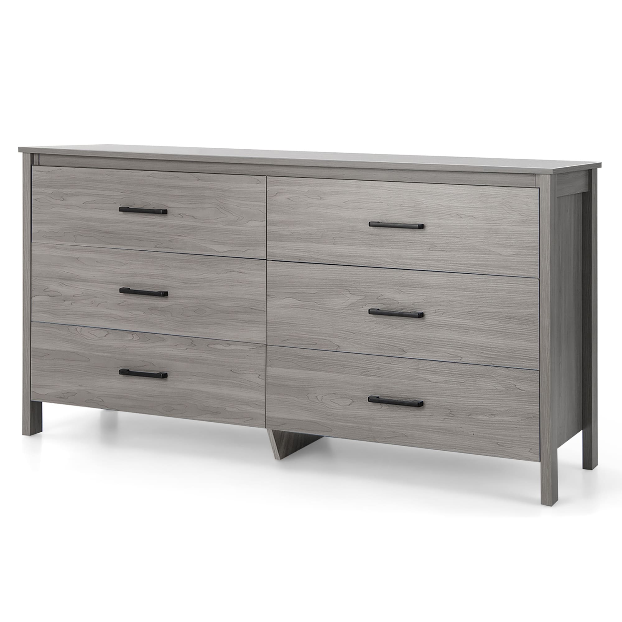 Gymax 6 Drawer Double Dresser Chest Wooden Storage Organizer Cabinet