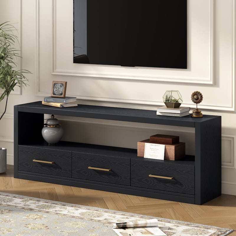 3-Drawer Wood Entertainment Center Media Cabinets TV Stand