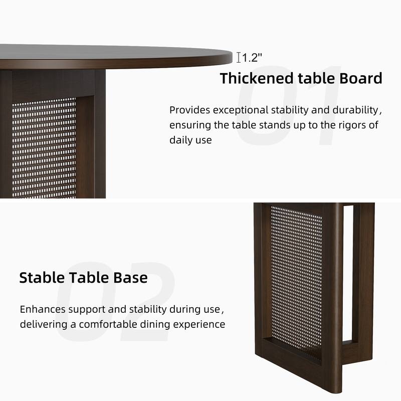 79" Dovelina Oval Dining Table with Rattan Double Pedestal for 8 People