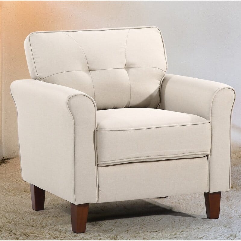 Kouchouk 32.9'' Wide Tufted Linen Armchair