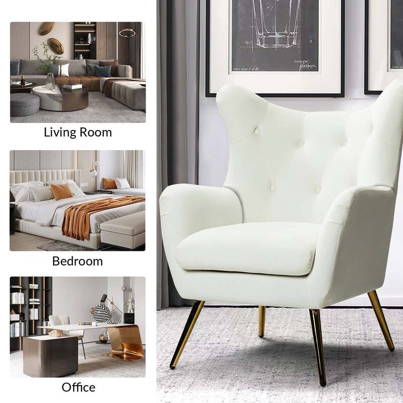 Eusebio Modern Velvet Accent Chair with Tufted Wingback for Living Room Set of 2 by HULALA HOME
