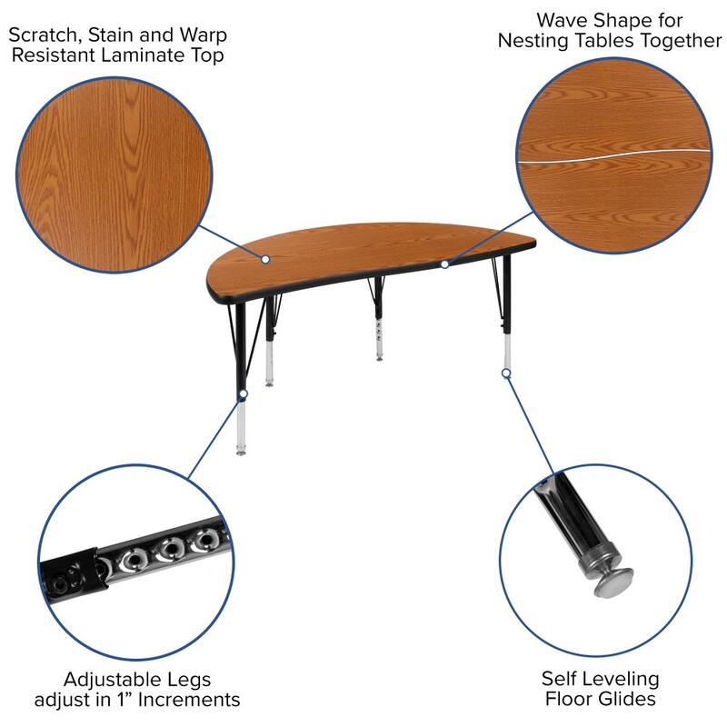 47.5" Circle Wave Flexible Activity Table Set with 14" Student Stack Chairs