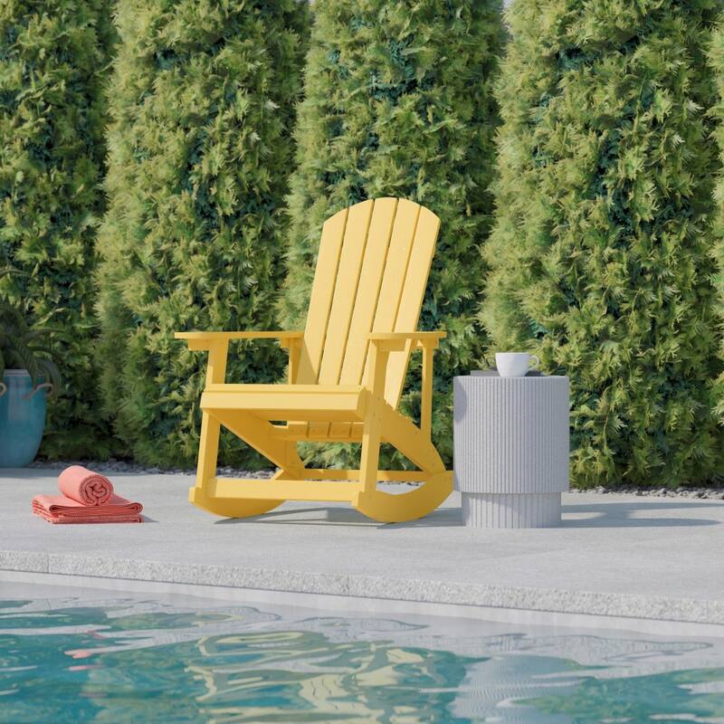 All Weather Polyresin Wood Rocking Adirondack Chair