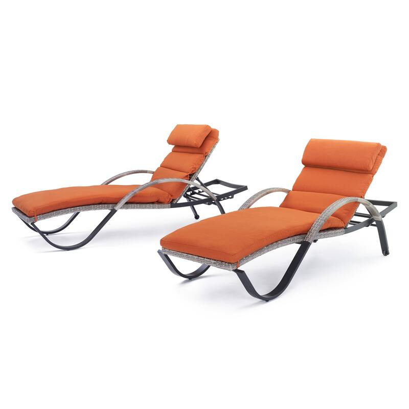 Cannes 2 Piece Sunbrella Outdoor Patio Chaise Lounges with Cushions