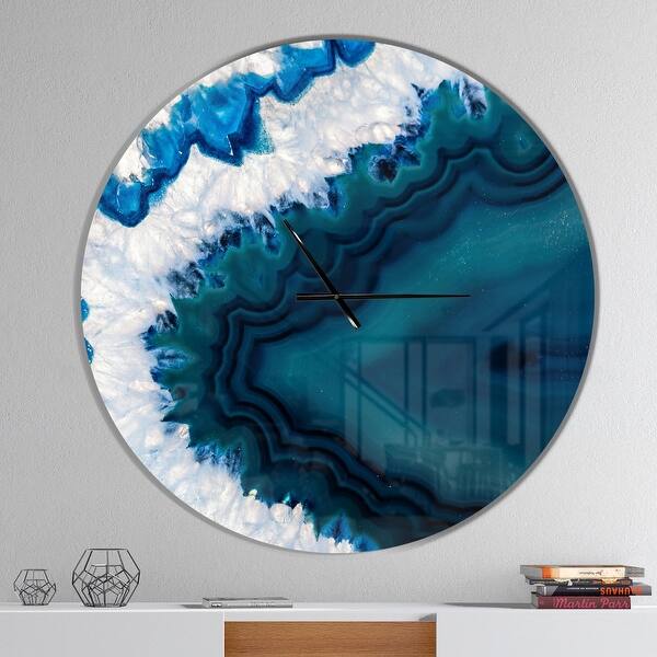 slide 2 of 9, Designart 'Blue Brazilian Geode' Oversized Modern Wall Clock
