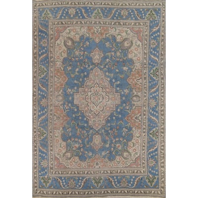 Floral Tabriz Persian Vintage Rug Handmade Living Room Wool Carpet - 8'1"x 11'3"