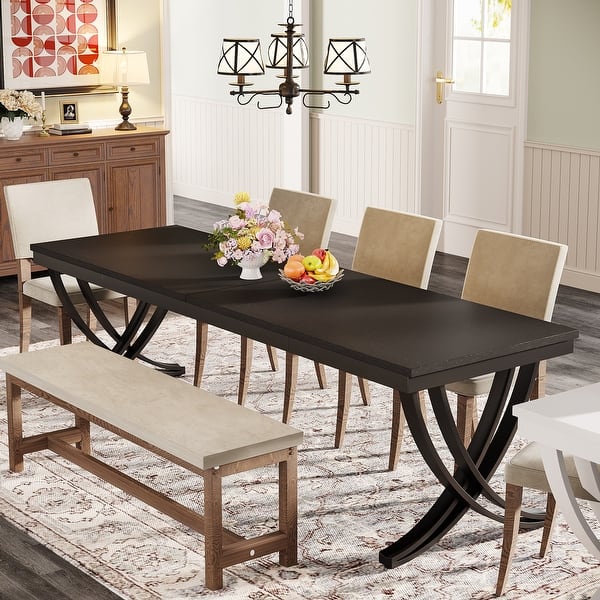 Rectangle Kitchen Table Dining Table For 6-8 Person, 78 Inch Long