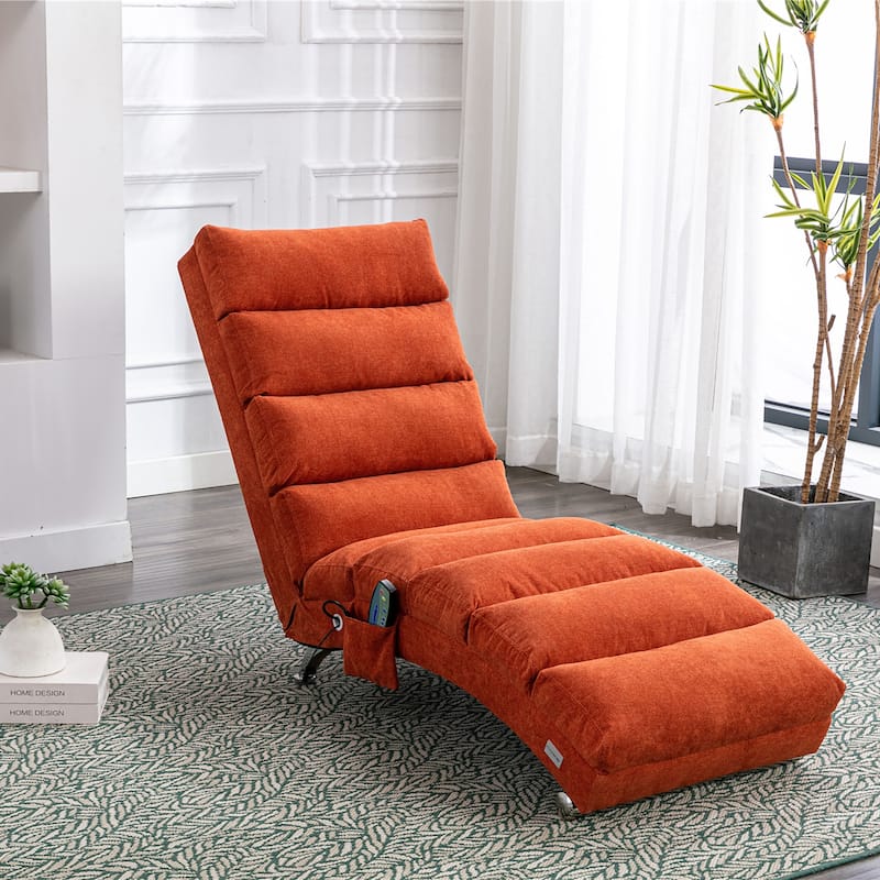 Linen Electric Massage Recliner Chaise Chair with Remote Control and Ergonomic Backrest