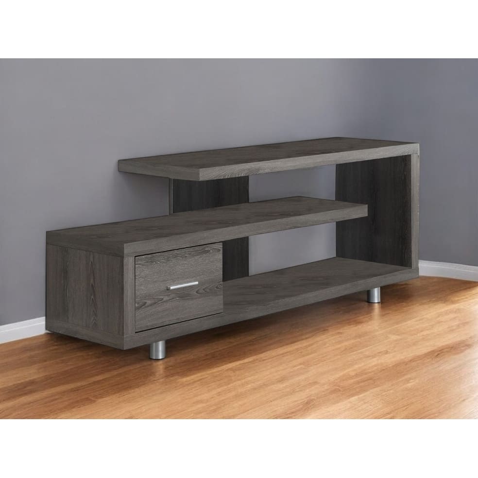 HomeRoots 60" Deep Taupe Open Shelving TV Stand - n/a