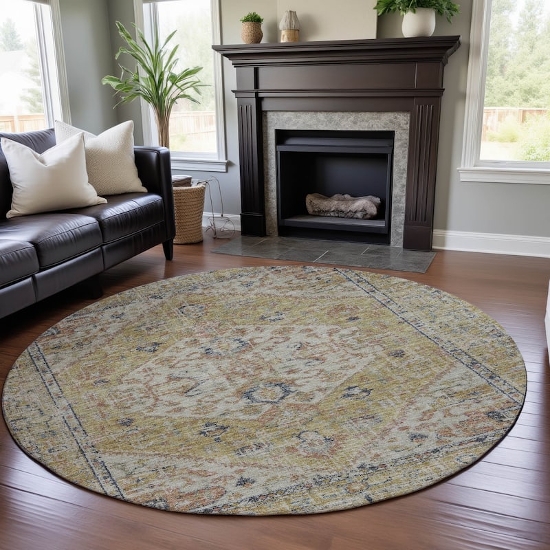 Premium Washable Super Soft Traditional Tribal Mayfield Rug - Wheat - 8' x 8'