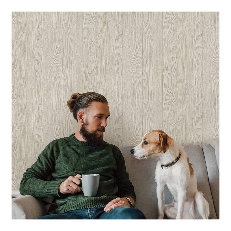 Chesapeake Greenwich Silver Wood Wallpaper - 20.5 x 396 x 0.025