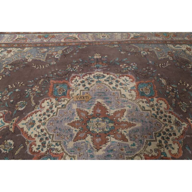Traditional Tabriz Persian Vintage Area Rug Hand-Knotted Wool Carpet - 9'11"x 12'2"