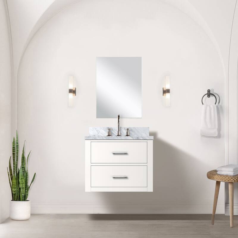 Castor Bath Vanity with Acrylic Top, Sink, Mirror and Faucet