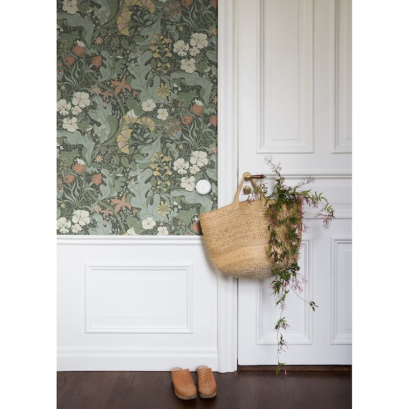 A-Street Prints Elise Green Nouveau Gardens Wallpaper