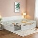 preview thumbnail 1 of 19, Full Floor Bed Frame with Fence,Wood Kids Floor Beds Frame for Bedroom