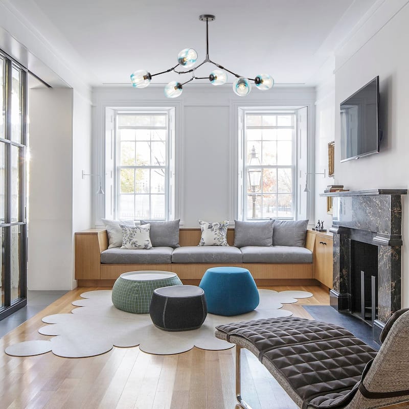 Cusp Barn Modern Sputnik Chandelier 6-Light Ceiling Lights Fixture Black Pendant Light for Foyer Hallway