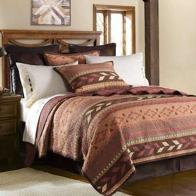 Paseo Road Broken Arrow Western Bedding Tribal Aztec 3 Piece Reversible Quilt Set