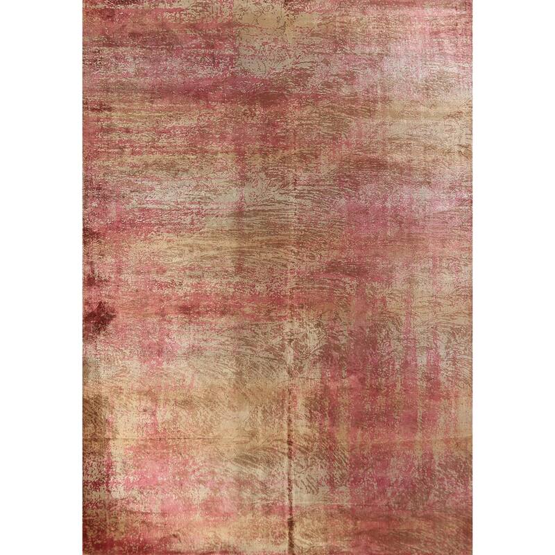 Contemporary Indian Area Rug Hand-Knotted Abstract Wool Carpet - 5'6"x 7'9"