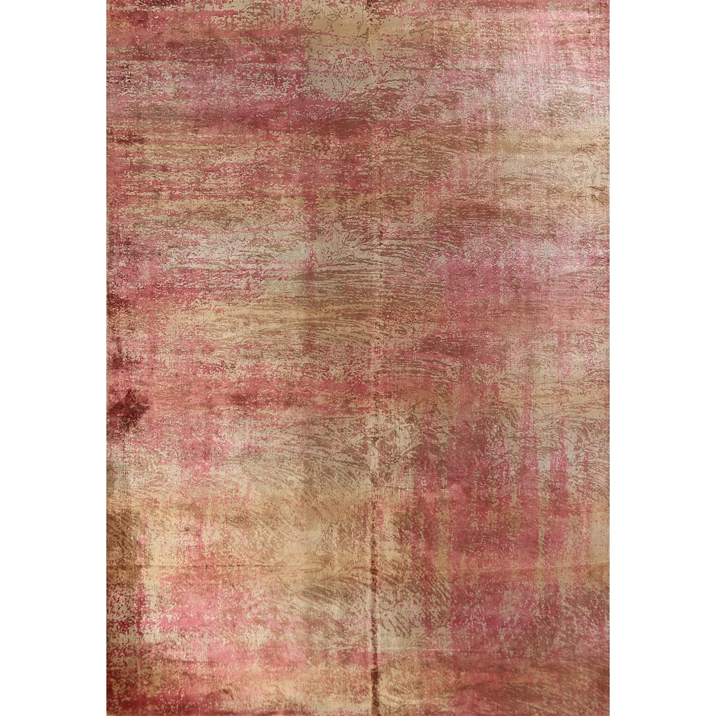 Contemporary Indian Area Rug Hand-Knotted Abstract Wool Carpet - 5'6"x 7'9"