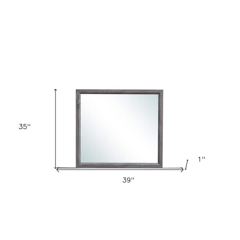 HomeRoots 35" Dark Gray Wood Framed Accent Mirror - Dark Gray - 39' X '35' X '1