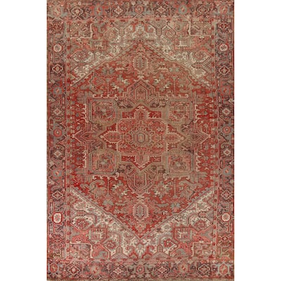 Medallion Heriz Persian Vintage Rug Handmade Traditional Wool Carpet - 9'4"x 13'2"