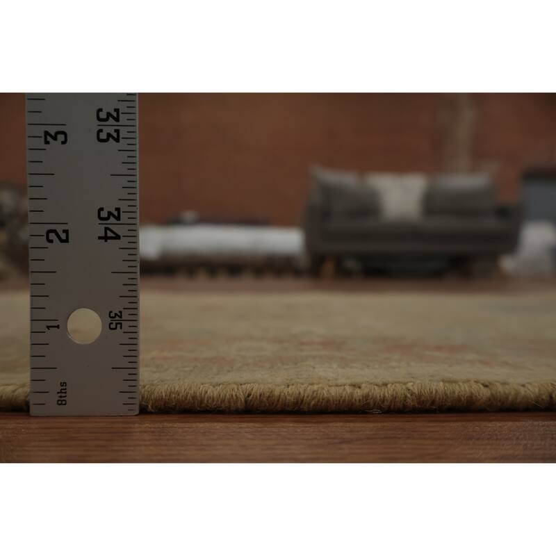 Hand Knotted Oriental 100% Wool Carpet Traditional All-Over Brown Ziegler Area Rug - 3' 9'' X 1' 11''