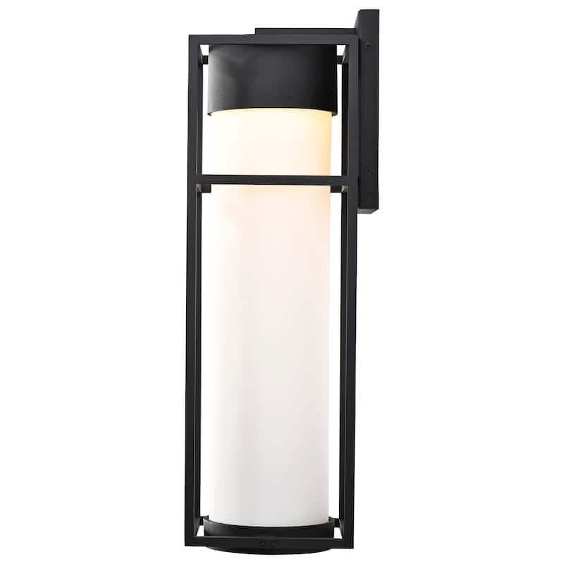 Ledges 10W LED Large Wall Lantern Matte Black with White Opal Glass