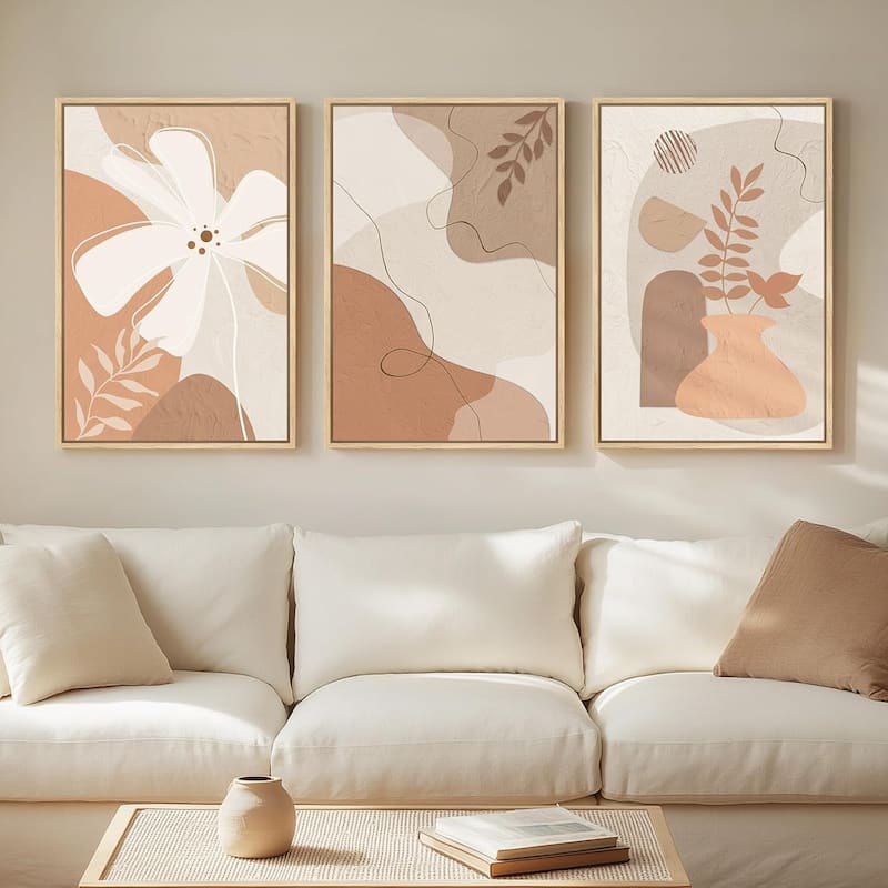 Large Tan and Neutral Floral Artworks - 16 x 24