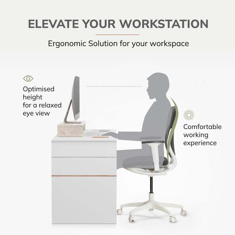 Jani Wood Monitor Stand Riser Desk - Ergonomic Design Stand, Desktop Organizer Table for Home, Office Workspace, Gaming Desk