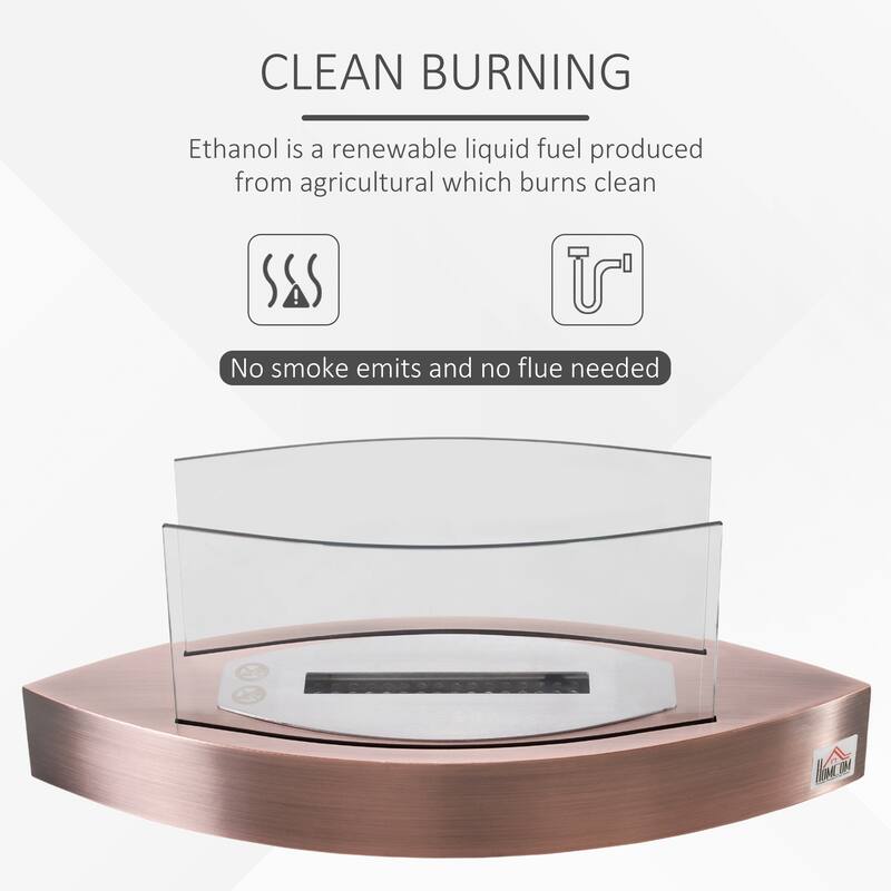 Ethanol Fireplace, 23.5" Tabletop 0.15 Gallon Stainless Steel 215 Sq. Ft., Burns up to 2 Hours