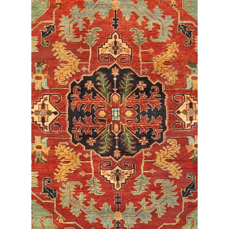 Pasargad Home Serapi Hand-Knotted Rust/Navy Wool Area Rug