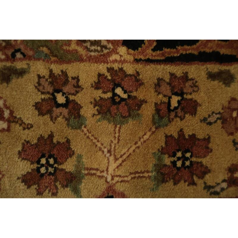 Hand Knotted Oriental 100% Wool Carpet Traditional All-Over Black Peshawar Runner Rug - 12' 1'' X 3' 3''