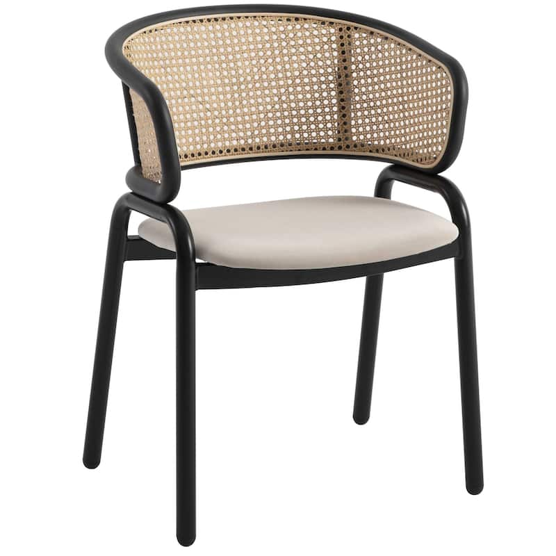 Ervilla Modern Wicker Back Dining Chair with Upholstered Velvet Seat Armchair for Dining Room and Kitchen, Set of 4 - 29.9"