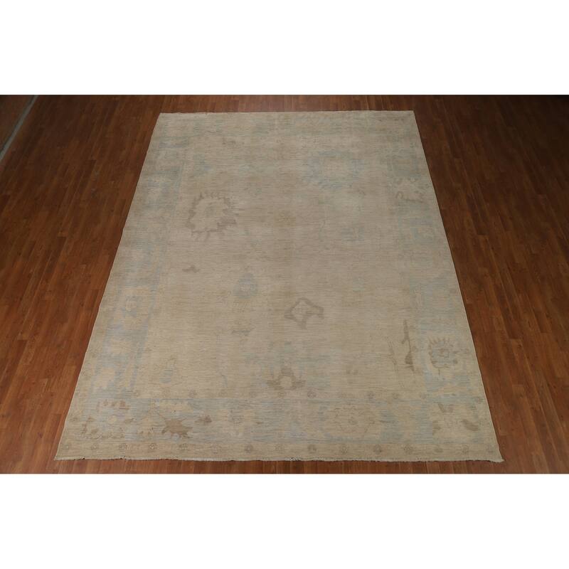Vegetable Dye Oushak Turkish Area Rug Handmade Oriental Wool Carpet - 9'0"x 11'10"