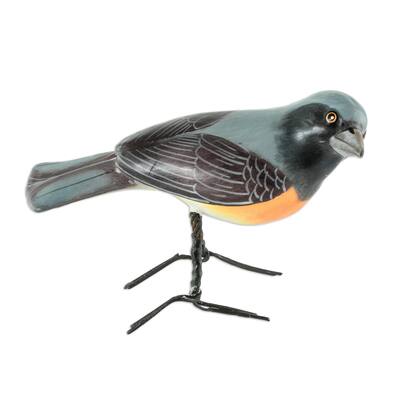 Novica Handmade Small Minivet Ceramic Sculpture