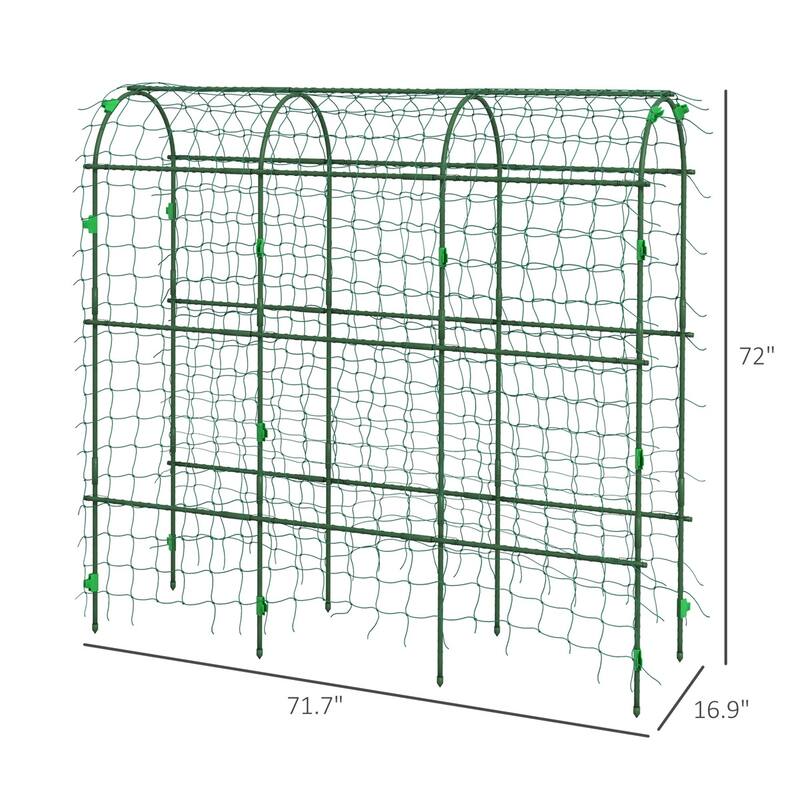 Green Steel Arch Trellis for Climbing Plants with Adjustable Design - 17" W x 71.75" D x 72" H