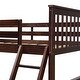 preview thumbnail 12 of 16, Dark Brown Twin over Full Size Solid Wood Stairway Bunk Bed with Ladder and Fence for Bedroom