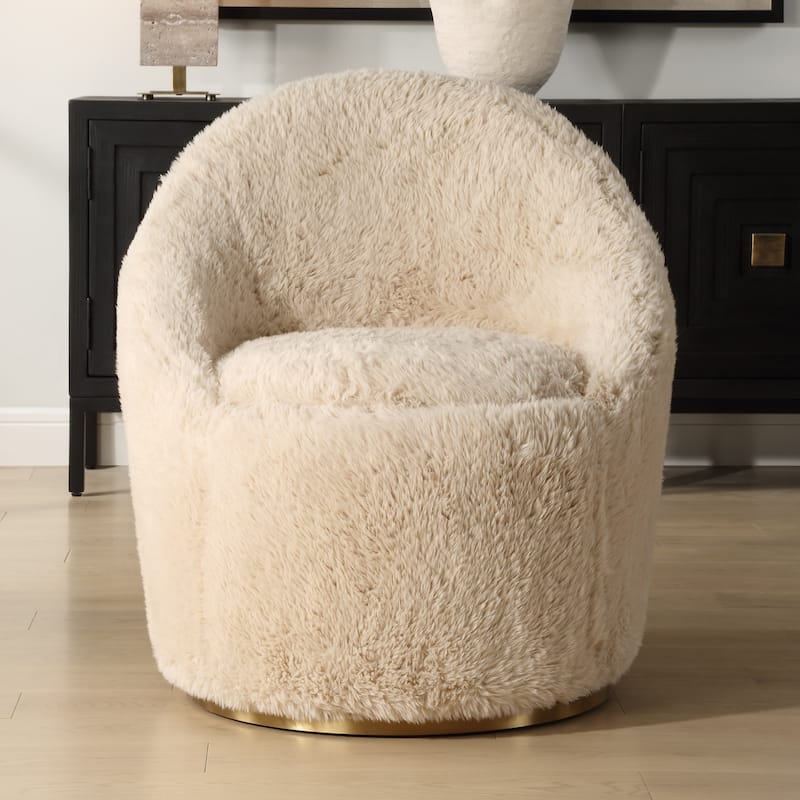 Solid Contemporary Swivel Chair - 33" - Beige