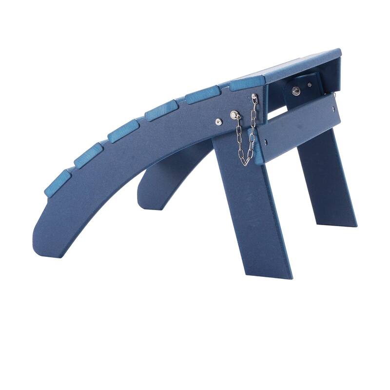 Blue HDPE Foldable Adirondack Ottoman Foot Stool with Slatted Surface Ideal for Outdoor Use - 18.7 x 18.9 x 13.8 in