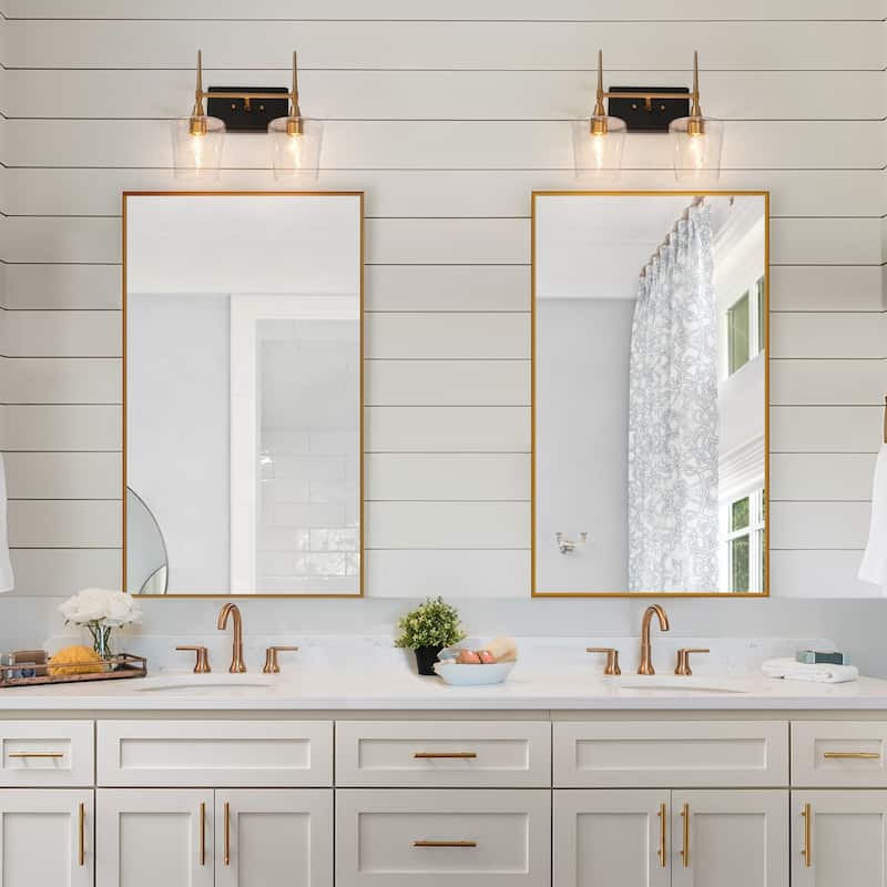 2/3-Light Modern Black Gold Bathroom Vanity Light Wine Glass Wall Sconces Lighting