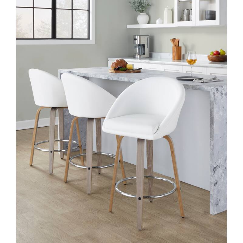 Carson Carrington Livesey High Back 26" Fixed-Height Counter Stool with Bent Wood Legs & Round Footrest (Set of 2)