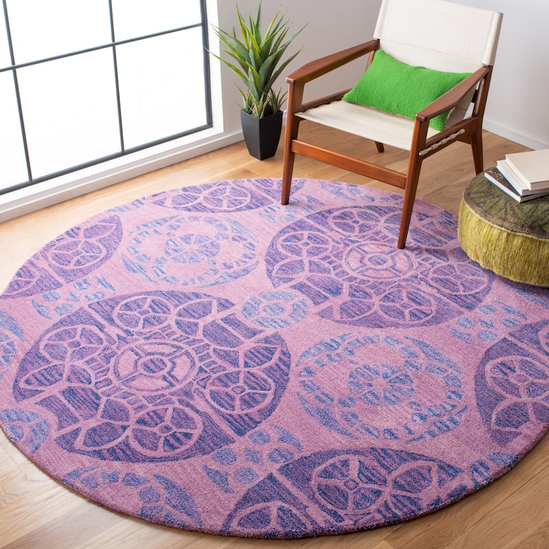 SAFAVIEH Handmade Wyndham Dinie Modern Wool Rug - 7' Round - Purple