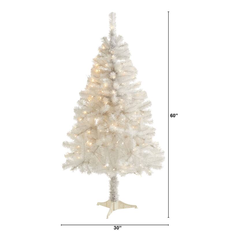 5' White Christmas Tree with 350 Branches and 150 Clear LED Lights