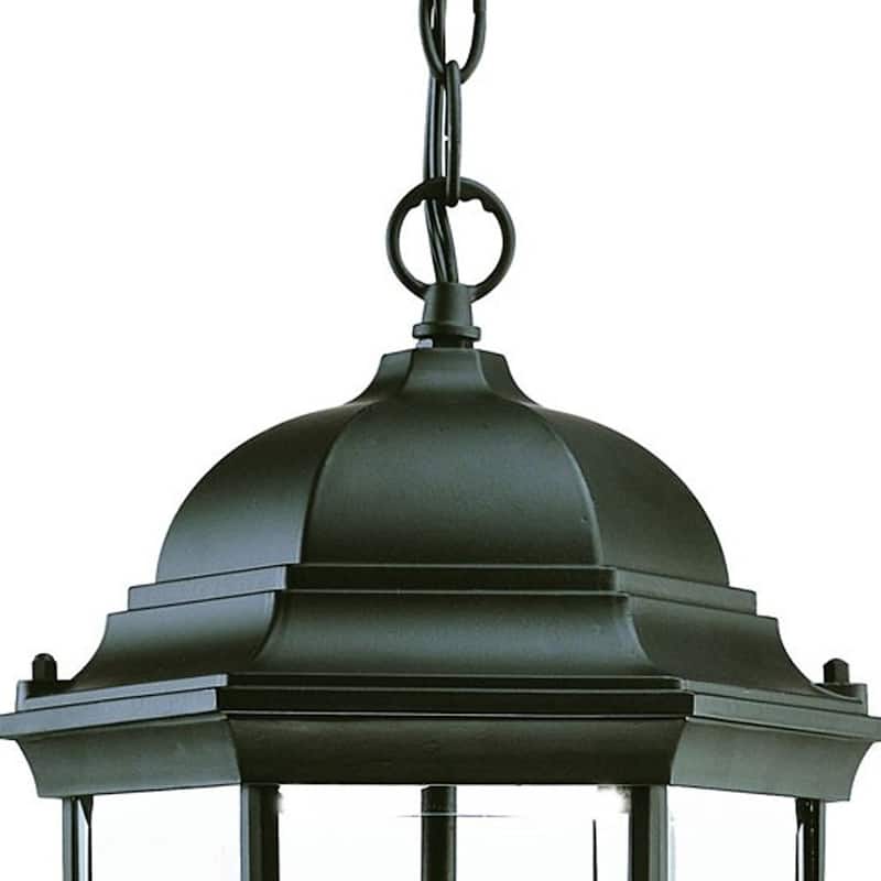 HomeRoots Three Light Matte Black Wide Lantern Hanging Light - 9.5' X '14.75' X '9.5