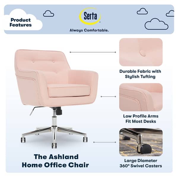 Serta Ashland Home Office Desk Chair with Button Tufted Mid-Back