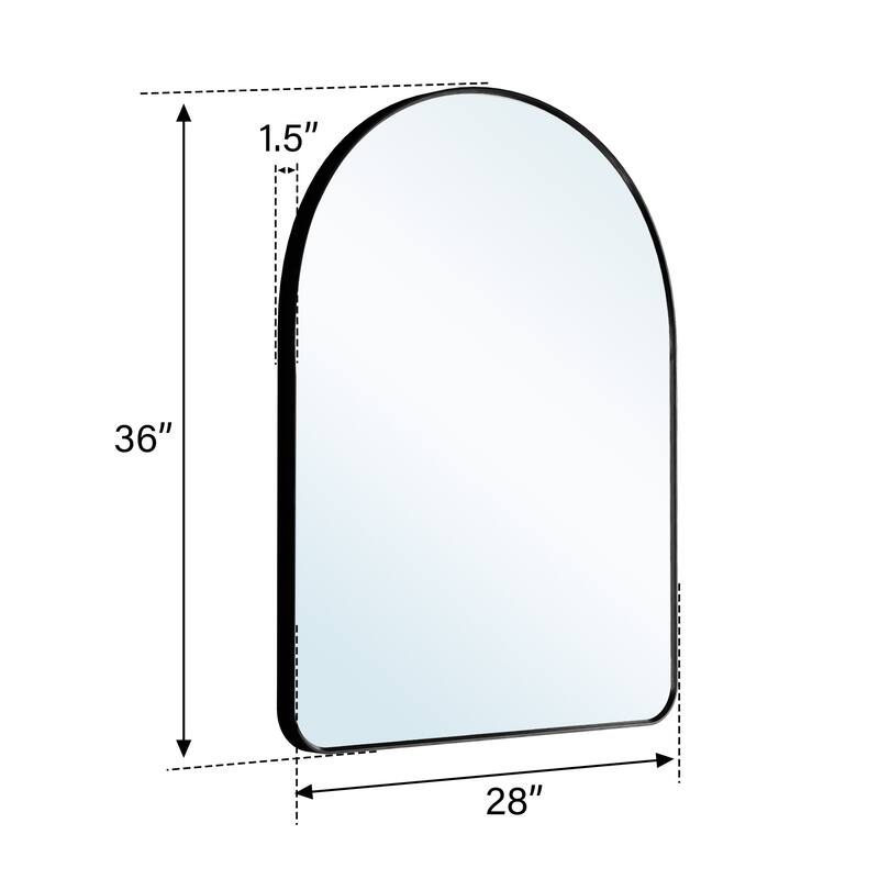 24 in./28 in. W x 36 in. H Bathroom Wall Mounted Arched Anodized Aluminum Framed Mirror