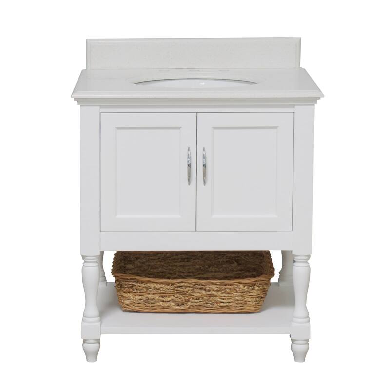 KitchenBathCollection Beverly 30" Bathroom Vanity with Quartz Top