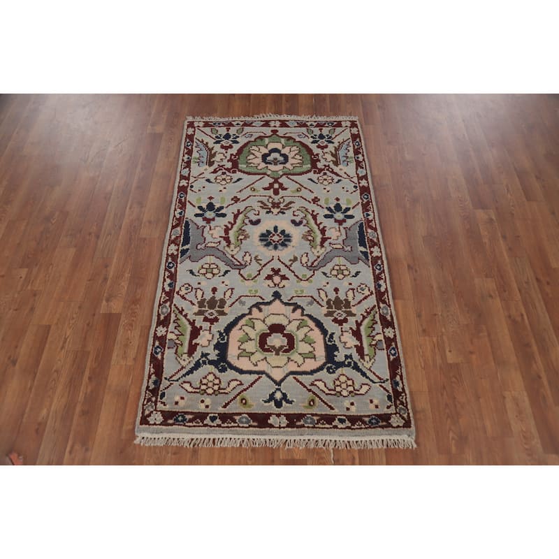 Oushak Indian Rug Hand-Knotted Wool Carpet - 2'11" x 5'0"