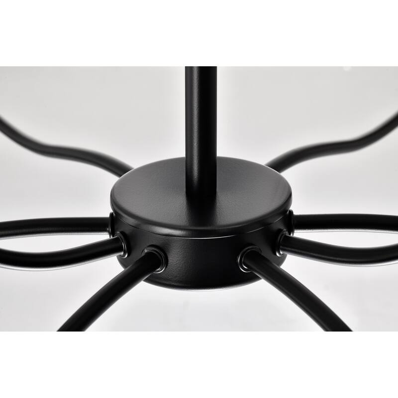 Liam 9 Light Chandelier Matte Black White Opal Glass - Matte Black